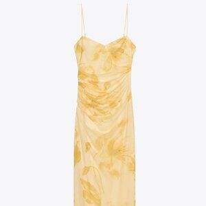 Zara Yellow Floral Midi Dress